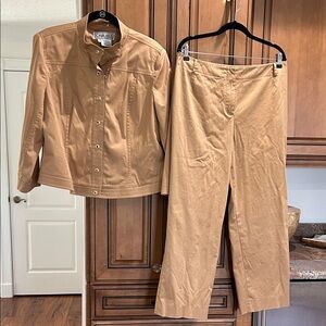 Carlisle Camel/Tan Cropped Straight-Leg Pants with Matching Jacket